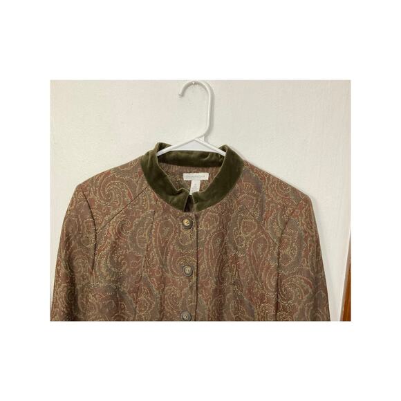 Charter Club Womens Blazer Jacket Paisley Wool Velvet Collar Size 10 Medium - Picture 4 of 7